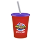 a red cup & translucent violet lid & frost straw 16 oz stadium tumbler cup with lid straw - digital