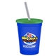 a royal blue cup & translucent green lid & frost straw 16 oz stadium tumbler cup with lid straw - digital