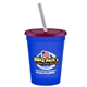 a royal blue cup & translucent red lid & frost straw 16 oz stadium tumbler cup with lid straw - digital