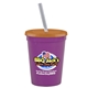 a violet cup & translucent orange lid & frost straw 16 oz stadium tumbler cup with lid straw - digital