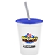 a white cup & translucent blue lid & frost straw 16 oz stadium tumbler cup with lid straw - digital