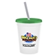 a white cup & translucent green lid & frost straw 16 oz stadium tumbler cup with lid straw - digital