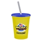 a yellow cup & translucent blue lid & frost straw 16 oz stadium tumbler cup with lid straw - digital