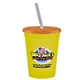 a yellow cup & translucent orange lid & frost straw 16 oz stadium tumbler cup with lid straw - digital