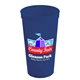 a navy blue cups - on - the - go 24 oz stadium cup with digital imprint