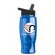 a black lid & transparent blue bottle poly - pure - 27 oz transparent bottle with flip straw lid and digital imprint