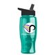 a black lid & transparent teal bottle poly - pure - 27 oz transparent bottle with flip straw lid and digital imprint