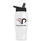 a black lid & white bottle poly - pure - 27 oz transparent bottle with flip straw lid and digital imprint