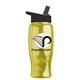 a black lid & transparent yellow bottle poly - pure - 27 oz transparent bottle with flip straw lid and digital imprint