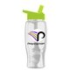 a lime green lid & clear bottle poly - pure - 27 oz transparent bottle with flip straw lid and digital imprint