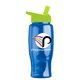 a lime green lid & transparent blue bottle poly - pure - 27 oz transparent bottle with flip straw lid and digital imprint