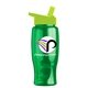 a lime green lid & transparent green bottle poly - pure - 27 oz transparent bottle with flip straw lid and digital imprint