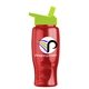 a lime green lid & transparent red bottle poly - pure - 27 oz transparent bottle with flip straw lid and digital imprint