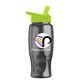 a lime green lid & transparent smoke bottle poly - pure - 27 oz transparent bottle with flip straw lid and digital imprint