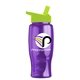 a lime green lid & transparent violet bottle poly - pure - 27 oz transparent bottle with flip straw lid and digital imprint