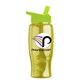 a lime green lid & transparent yellow bottle poly - pure - 27 oz transparent bottle with flip straw lid and digital imprint