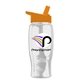 a orange lid & clear bottle poly - pure - 27 oz transparent bottle with flip straw lid and digital imprint