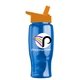 a orange lid & transparent blue bottle poly - pure - 27 oz transparent bottle with flip straw lid and digital imprint