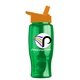 a orange lid & transparent green bottle poly - pure - 27 oz transparent bottle with flip straw lid and digital imprint