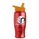 a orange lid & transparent red bottle poly - pure - 27 oz transparent bottle with flip straw lid and digital imprint
