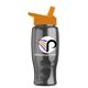 a orange lid & transparent smoke bottle poly - pure - 27 oz transparent bottle with flip straw lid and digital imprint