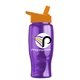 a orange lid & transparent violet bottle poly - pure - 27 oz transparent bottle with flip straw lid and digital imprint