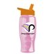 a orange lid & transparent pink bottle poly - pure - 27 oz transparent bottle with flip straw lid and digital imprint