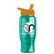 a orange lid & transparent teal bottle poly - pure - 27 oz transparent bottle with flip straw lid and digital imprint