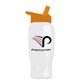 a orange lid & white bottle poly - pure - 27 oz transparent bottle with flip straw lid and digital imprint