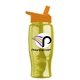a orange lid & transparent yellow bottle poly - pure - 27 oz transparent bottle with flip straw lid and digital imprint
