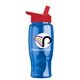 a red lid & transparent blue bottle poly - pure - 27 oz transparent bottle with flip straw lid and digital imprint