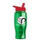 a red lid & transparent green bottle poly - pure - 27 oz transparent bottle with flip straw lid and digital imprint