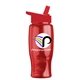 a red lid & transparent red bottle poly - pure - 27 oz transparent bottle with flip straw lid and digital imprint