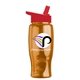 a red lid & transparent orange bottle poly - pure - 27 oz transparent bottle with flip straw lid and digital imprint