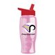 a red lid & transparent pink bottle poly - pure - 27 oz transparent bottle with flip straw lid and digital imprint