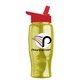 a red lid & transparent yellow bottle poly - pure - 27 oz transparent bottle with flip straw lid and digital imprint