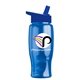 a royal blue lid & transparent blue bottle poly - pure - 27 oz transparent bottle with flip straw lid and digital imprint