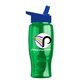 a royal blue lid & transparent green bottle poly - pure - 27 oz transparent bottle with flip straw lid and digital imprint