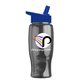 a royal blue lid & transparent smoke bottle poly - pure - 27 oz transparent bottle with flip straw lid and digital imprint