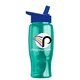 a royal blue lid & transparent teal bottle poly - pure - 27 oz transparent bottle with flip straw lid and digital imprint