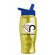 a royal blue lid & transparent yellow bottle poly - pure - 27 oz transparent bottle with flip straw lid and digital imprint