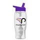 a violet lid & clear bottle poly - pure - 27 oz transparent bottle with flip straw lid and digital imprint