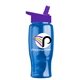a violet lid & transparent blue bottle poly - pure - 27 oz transparent bottle with flip straw lid and digital imprint