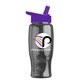a violet lid & transparent smoke bottle poly - pure - 27 oz transparent bottle with flip straw lid and digital imprint