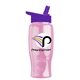a violet lid & transparent pink bottle poly - pure - 27 oz transparent bottle with flip straw lid and digital imprint