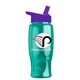 a violet lid & transparent teal bottle poly - pure - 27 oz transparent bottle with flip straw lid and digital imprint