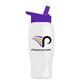 a violet lid & white bottle poly - pure - 27 oz transparent bottle with flip straw lid and digital imprint