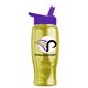 a violet lid & transparent yellow bottle poly - pure - 27 oz transparent bottle with flip straw lid and digital imprint