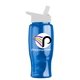 a white lid & transparent blue bottle poly - pure - 27 oz transparent bottle with flip straw lid and digital imprint