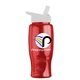 a white lid & transparent red bottle poly - pure - 27 oz transparent bottle with flip straw lid and digital imprint